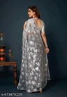 Gray Chiffon Saree Kitty Party Wear Indian Pakistani Designer Sari With Blouse