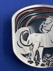 Vintage Unicorn In Clover Field  Colorful Rainbow Inlay Belt Buckle Collectible