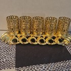 Gold-tone Metal Filigree 5-slot Lipstick Holder Display Vanity Stand