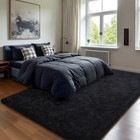 Black Rug For Bedroom 4x6 Furry Carpet For Boys Girls Shaggy Fuzzy Rugs For L   