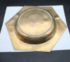 Vintage Mcm Polished Brass Hexagon Ashtray Home  Office Or Patio Large Heavy