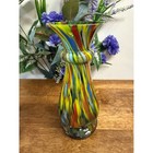 Vintage Czechoslovakian Art Glass Splatter Vase Multicolour End Of Day Satin