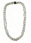 Estate Vintage 925 Sterling Silver Double Strand Biwa Rice Baroque Pearl Necklac