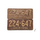 1934 Ohio License Plate Plates Pair   Set