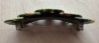 Vtg Mid Century Barrette Stay Tight Clasp Made In France Iridescent Mod Green