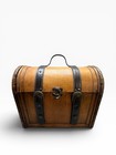Vintage Wood Steamer Trunk Keepsake Chest Rustic Treasure Box Dome Top Storage