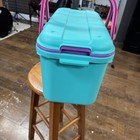 Vtg Eagle Craftstor 20  Sewing Craft Storage Organizer Tote Bin Teal Purple Pink