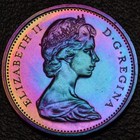 Unc 1965  var 2  S Beads  Blunt 5  Canada Proof-like 1 Cent Rainbow Toning 50-28