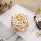 Vintage Round Jewelry Box Small Trinket Storage Organizer Box Gold Metal Chest R