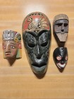 Lot Of 4 Tribal African Indonesian Native American Wall Wood Masks Small Used