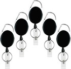 5 Pack Heavy Duty Retractable Badge Reel Id Card Holder With Clip And Key Ring C