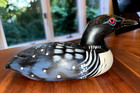 Vintage Wooden Loon Decoy Hand Carved Painted Waterfowl Glass Eyes Folk Art 7 