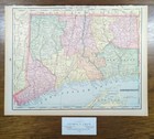 Vintage 1895 Connecticut Map 14 x11   Old Antique Original Roxbury Greenwich Ct
