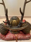 Antique Armor Helmet With Deer Horns Sword Rack Iron Sword Hanging  223