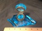 Antique Cut   Polished Blue Crystal Inkwell C  1900 Possibly French