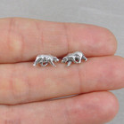 925 Sterling Silver Grizzly Bear Post Earrings - Black Bear Stud Earrings New