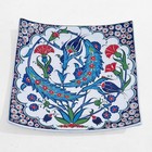 Turkish Altin Cini Handpainted Traditional Kutahya Folk Art Plate 9  Square Rare