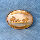 Team Roping Cowboys Trophy Belt Buckle Rodeo German Silver Vtg 80s        shy578