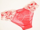 Victoria s Secret Vintage Panties Panty Medium Neon Coral Lace Thong Bikini New