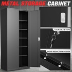 71  Black Lockable Metal Utility Storage Tool Cabinet W  5 Adjustable Shelves