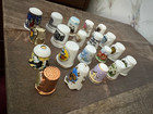 Lot  11 - 20 Vintage Collector Thimbles Porcelain Ceramic Metal