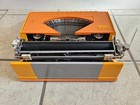 Vintage Manual Typewriter Sears Chevron Orange Vibrant Color W hard Case Working