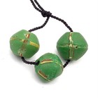 3 Old Venetian Antique Multi Green Bicone Wound African Glass Trade Beads