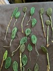 Vintage French Seed Glass Beaded Lot  75   Pieces Leaves Foliage   read  