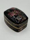 Vintage Cloisonn   Enamel Mini Trinket Pill Box  Flowers Brass