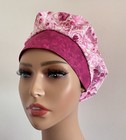 Surgical Scrub Cap  Nurses Hat  Bouffant  Floral  Pink