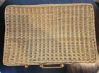 Vtg Boho Chic Woven Wicker Rattan Wicker Suitcase Picnic Storage 17 5   12   7 5 