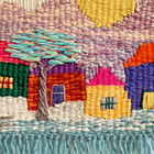 Vintage Uruguay Woven Wool Tapestry Wall Hanging Sunset Village Signed Ooak Mcm