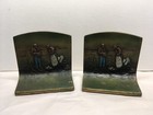 Pair Of Vintage K   O Angelus Prayer Polychrome Bronze Bookends