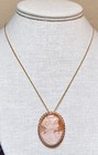Beautiful Vintage Italian Artisan 14 Kt  Gold Cameo Necklace  Gold-filled Chain