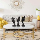 3 Piece Thinker Statue Black Home Decor Abstract Face Sculpture Resin 