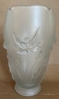 Czech Barolac Josef Inwald Opaque Satin Embossed Poppy Glass Vase 1930   s