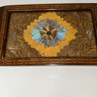 Vintage Brazilian Morpho Butterfly Wing 15    Wood Serving Tray Inlaid Glass