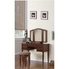 Poundex Wooden Makeup Vanity Set Desk  Mirror And Stool - Cherry  43  W X   