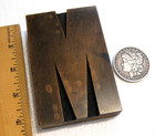 Vintage Letterpress Wood Type Large Uc M  Magnificent Old Letter 