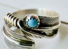 Vintage Charley Sterling Silver Southwestern Wrap Style Feather  Ring