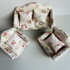 1 12 Dollhouse Miniature Sofa   2 Chairs Set Floral Fabric Furniture