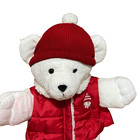 Dan Dee White Teddy Bear Plush Stuffed Animal Red Vest Hat