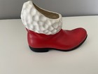 Vtg Santa s Boot Ceramic Mold Atlantic Planter Candy Cane Or Plant Holder Decor