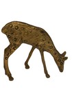 Vintage Solid Brass Deer Doe Fawn Grazing Eating Decor Figurine 4 5  Mcm Deer
