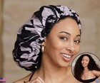 Adjustable Waterproof Satin Lined Shower Cap For Hair Protection - Large Size