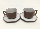 Pair Of Antique Chinese Yixing Zisha Teacups And Saucers