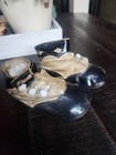 Antique Victorian Kid Leather Shoes 1890s Black Baby Doll W  Tassels Mop Buttons