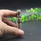 Collectable Old Chinese Tibet Silver Handcarved Dragon Head Bracelet 9023