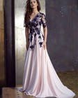 Lace Applique Mother Of The Bride Dress V Neck Floor Length Chiffon Evening Gown