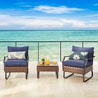 3pc Bistro Outdoor Dining Furniture Patio Set Soft deep Cushion Wicker Rattan